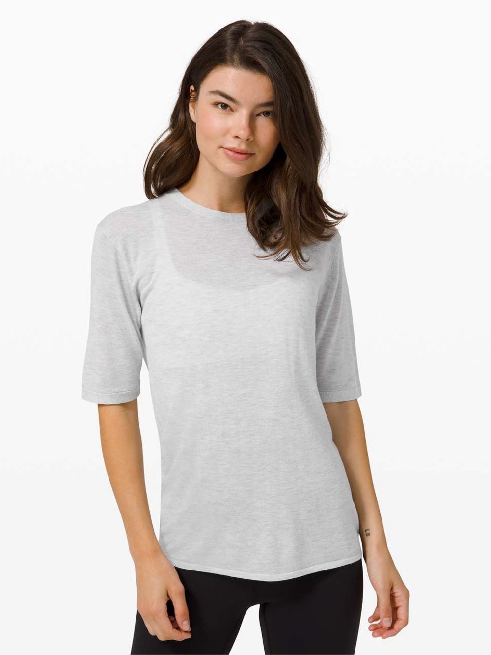 Lululemon Easy Days Grey Cashmere Short Sleeve Heathered Core Ultra Blend Shirt